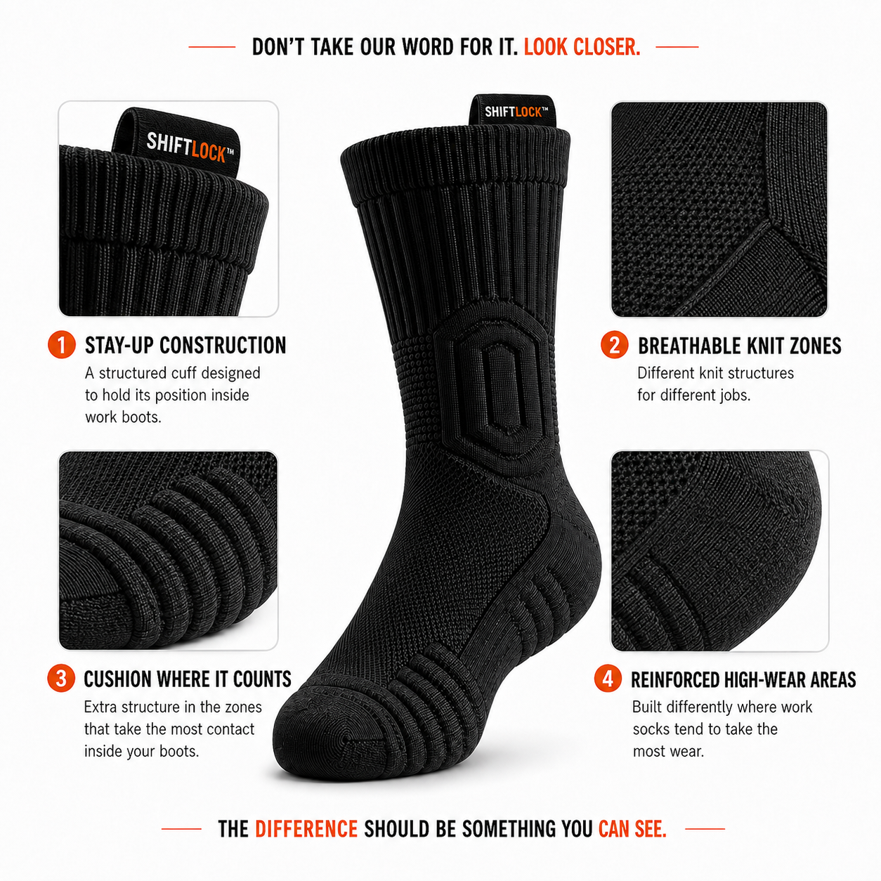 ShiftLock™ Work Socks